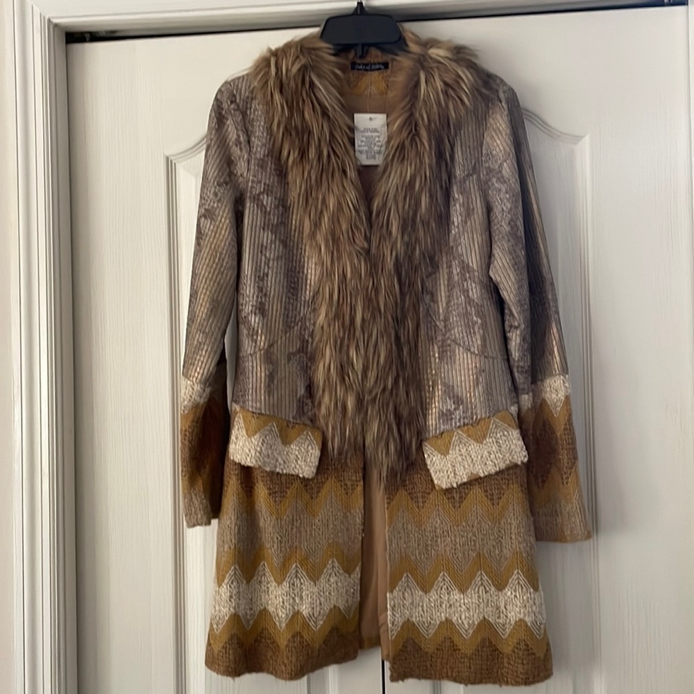 COAT S fur and textile, new.